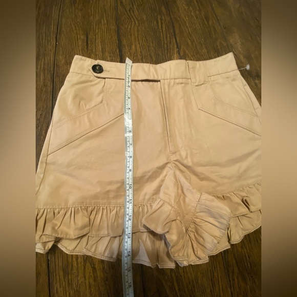 Ganni High Rise Ruffled Safari Utility Cream Shorts Size 34 B27 - Picture 5 of 6